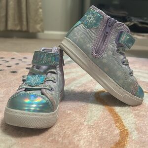 Frozen Blue and Silver Sneakers with Shiny Material and Glittery Strap